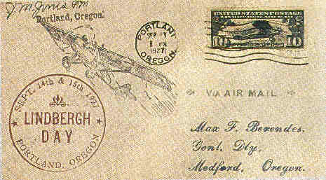 Cover flown by Lindbergh