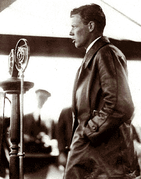 Charles Lindbergh speaking in 1927 after his return from Paris
